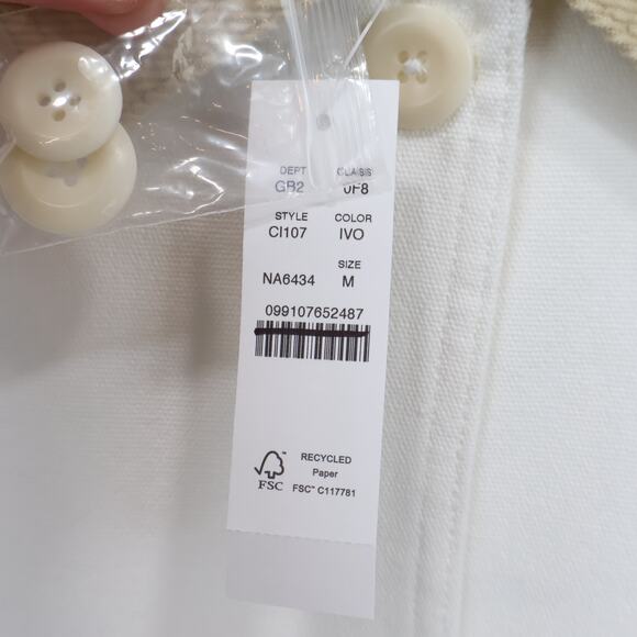 J.Crew Women's Barn Patch Pocket Canvas Jacket Ivory Size Medium NWT - Picture 5 of 9